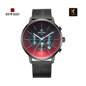Montre en mesh analogique pour homme en acier inoxydable REWARD Men Black
