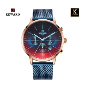 Montre en mesh analogique pour homme en acier inoxydable REWARD Men Blue