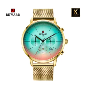 Montre en mesh analogique pour homme en acier inoxydable REWARD Men Gold