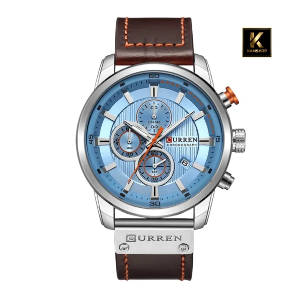 Montre hommes en cuir chronographe CURREN 8291 Silver Blue