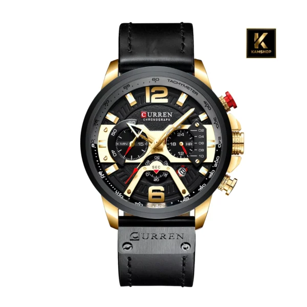 Montre hommes en cuir chronographe CURREN 8329 Gold Black