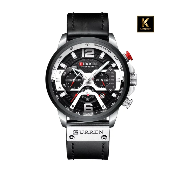Montre hommes en cuir chronographe CURREN 8329 Silver Black